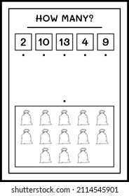 How many santa claus red bag, game for children. Vector illustration, printable worksheet