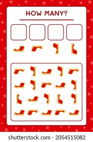 How many santa claus sleigh, game for children. Vector illustration, printable worksheet