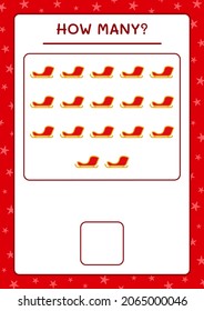 How many santa claus sleigh, game for children. Vector illustration, printable worksheet