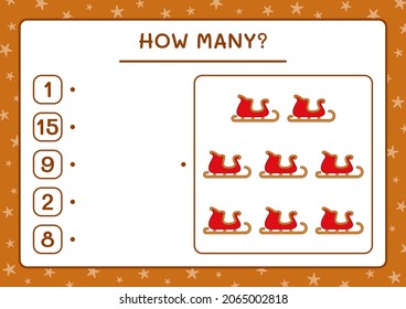 How many santa claus sleigh, game for children. Vector illustration, printable worksheet