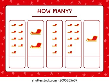 How many santa claus sleigh, game for children. Vector illustration, printable worksheet