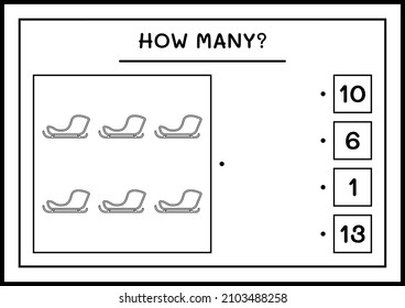 How many santa claus sleigh, game for children. Vector illustration, printable worksheet