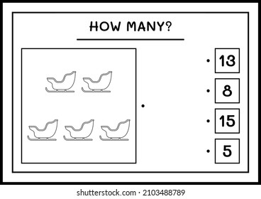 How many santa claus sleigh, game for children. Vector illustration, printable worksheet