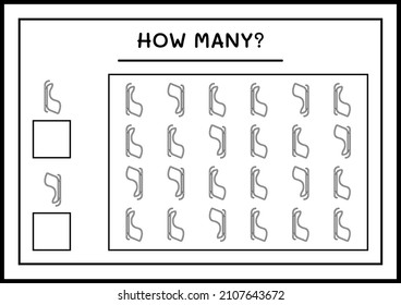 How many santa claus sleigh, game for children. Vector illustration, printable worksheet