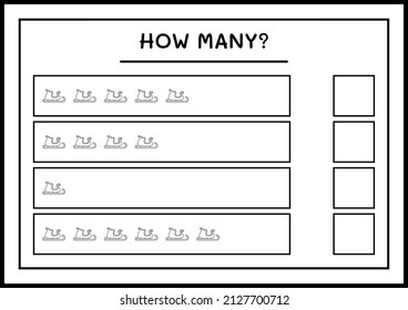 How many santa claus sleigh, game for children. Vector illustration, printable worksheet