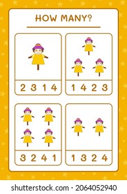 How many Scarecrow, game for children. Vector illustration, printable worksheet