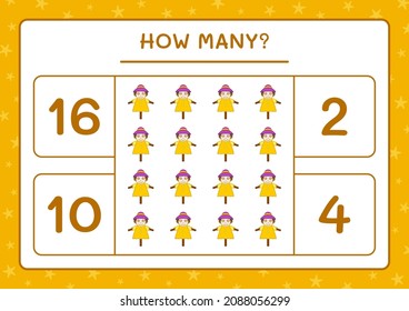 How many Scarecrow, game for children. Vector illustration, printable worksheet