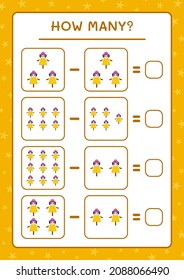 How many Scarecrow, game for children. Vector illustration, printable worksheet