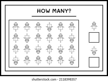 How many Scarecrow, game for children. Vector illustration, printable worksheet
