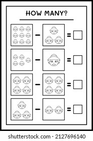 How many Scarecrow, game for children. Vector illustration, printable worksheet