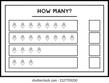 How many Scarecrow, game for children. Vector illustration, printable worksheet