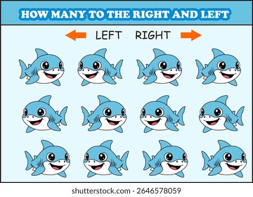 how many shark to the left and right. animal arrow 