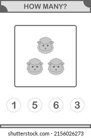 How Many Sheep face. Worksheet for kids