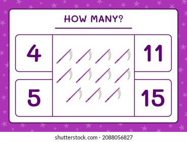 How many Sickle, game for children. Vector illustration, printable worksheet