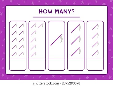 How many Sickle, game for children. Vector illustration, printable worksheet