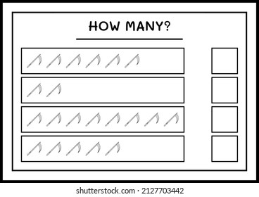 How many Sickle, game for children. Vector illustration, printable worksheet