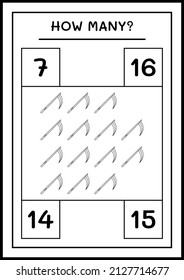 How many Sickle, game for children. Vector illustration, printable worksheet