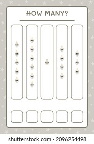 How many Skull with Candle, game for children. Vector illustration, printable worksheet