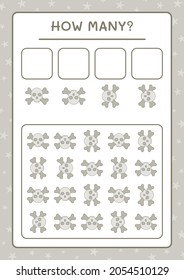 How many Skull, game for children. Vector illustration, printable worksheet