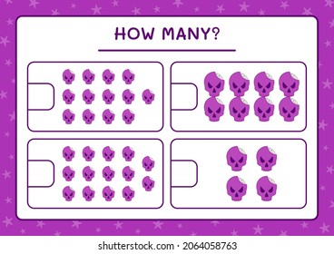 How many Skull, game for children. Vector illustration, printable worksheet