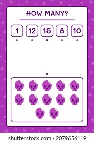 How many Skull, game for children. Vector illustration, printable worksheet