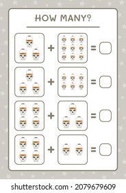 How many Skull, game for children. Vector illustration, printable worksheet