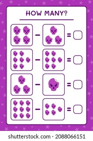 How many Skull, game for children. Vector illustration, printable worksheet