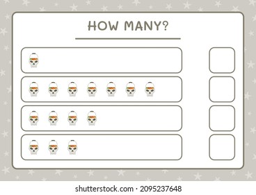 How many Skull, game for children. Vector illustration, printable worksheet