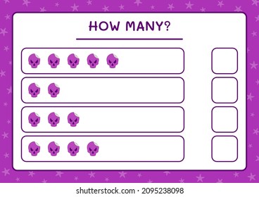 How many Skull, game for children. Vector illustration, printable worksheet