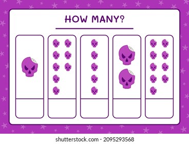 How many Skull, game for children. Vector illustration, printable worksheet