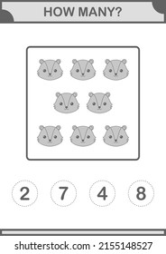 How Many Skunk face. Worksheet for kids