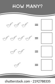 How many of Smoking pipe, game for children. Vector illustration, printable worksheet