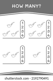 How many of Smoking pipe, game for children. Vector illustration, printable worksheet