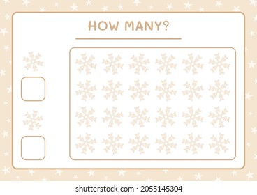 How many snowflake, game for children. Vector illustration, printable worksheet