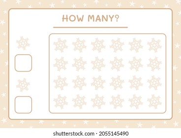 How many snowflake, game for children. Vector illustration, printable worksheet