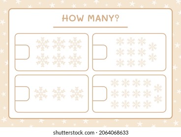 How many snowflake, game for children. Vector illustration, printable worksheet