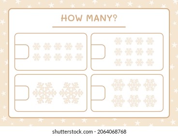 How many snowflake, game for children. Vector illustration, printable worksheet