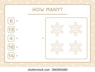 How many snowflake, game for children. Vector illustration, printable worksheet