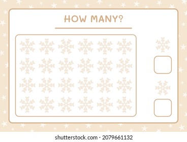 How many snowflake, game for children. Vector illustration, printable worksheet
