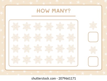 How many snowflake, game for children. Vector illustration, printable worksheet