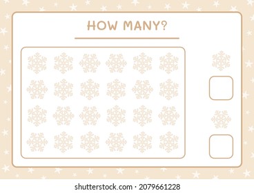 How many snowflake, game for children. Vector illustration, printable worksheet