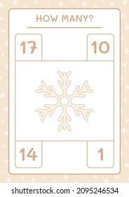 How many snowflake, game for children. Vector illustration, printable worksheet