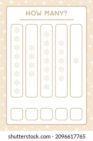How many snowflake, game for children. Vector illustration, printable worksheet
