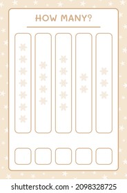 How many snowflake, game for children. Vector illustration, printable worksheet