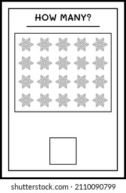 How many snowflake, game for children. Vector illustration, printable worksheet