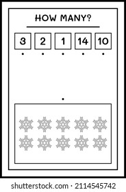 How many snowflake, game for children. Vector illustration, printable worksheet