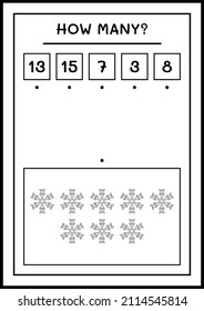 How many snowflake, game for children. Vector illustration, printable worksheet