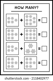 How many snowflake, game for children. Vector illustration, printable worksheet