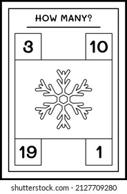 How many snowflake, game for children. Vector illustration, printable worksheet