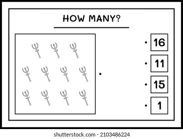 How many Spear, game for children. Vector illustration, printable worksheet